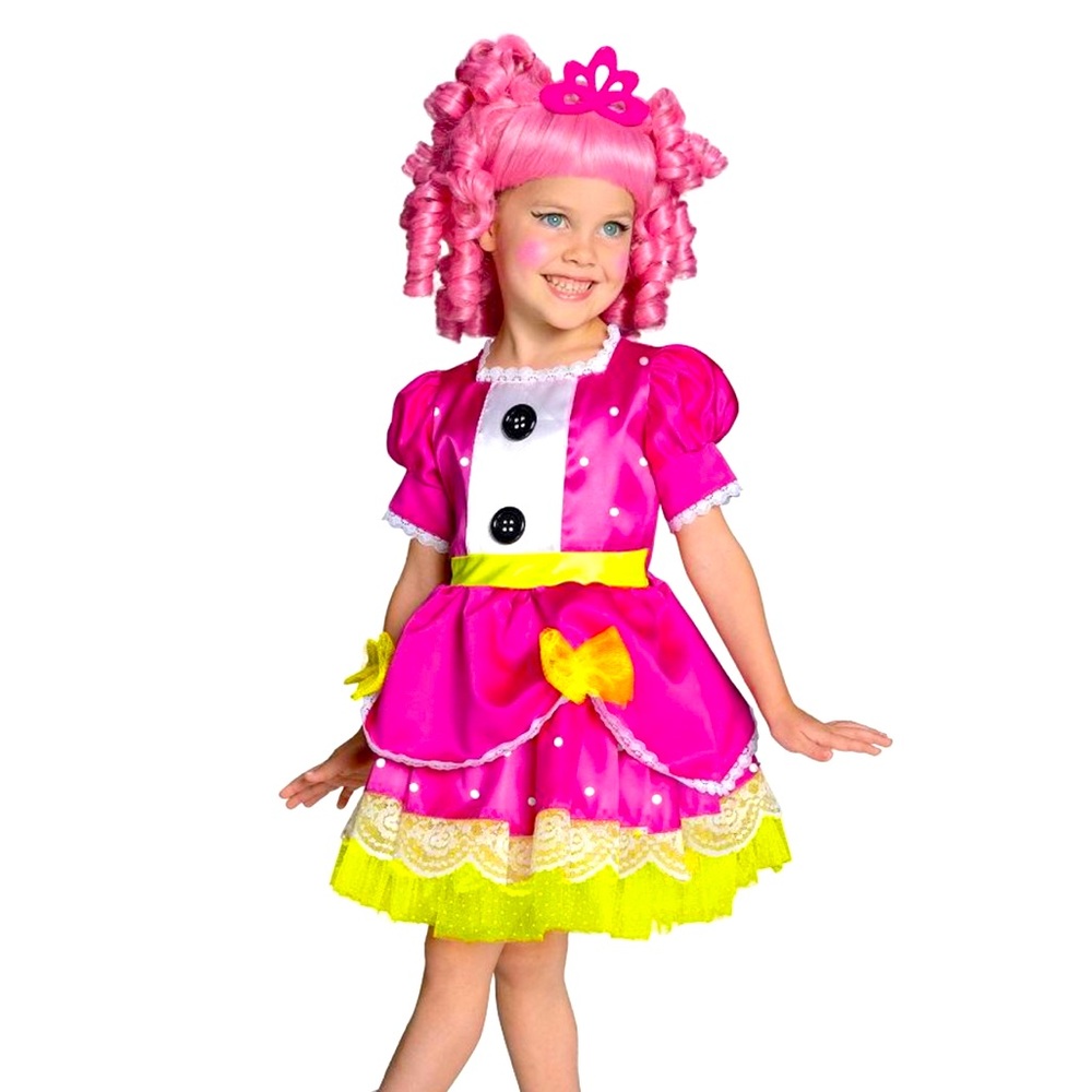 Lalaloopsy Jewel Sparkles-Kids Size S Pink & Yellow Rubies Halloween Costume NWT
